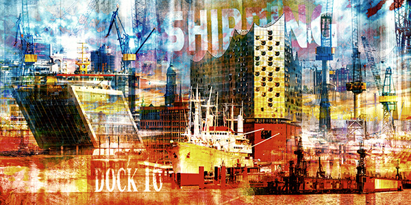 Hamburg Collage 049 - Hamburg Wandbild auf Leinwand, Acrylglas oder als Poster