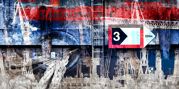 Hamburg Collage abstrakt auf Leinwand - Hamburger Hafen abstrakt