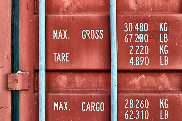 Roter Container - Hamburg Bild auf Leinwand oder Acrylglas