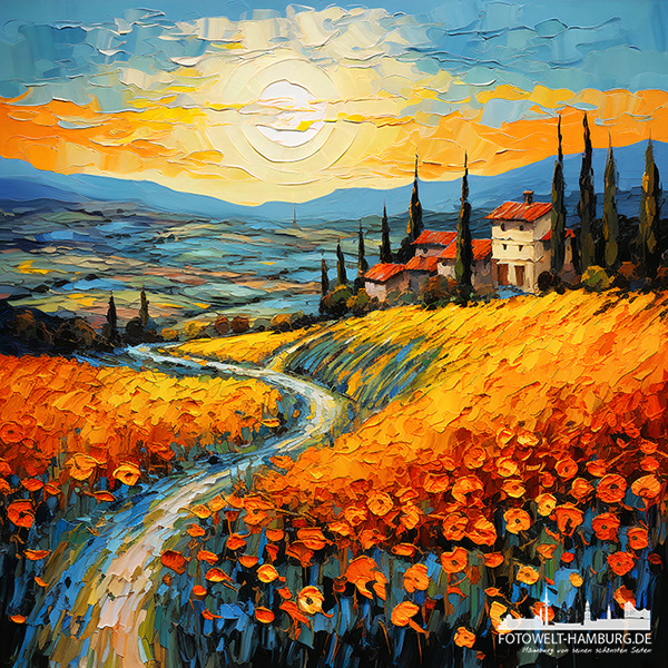 Toskana II - digitales Gemälde als Kunstdruck auf Leinwand, Acrylglas oder als Poster