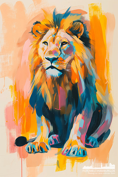 Löwengemälde - modernes Wandbild im Stil eines Gemäldes als Kunstdruck auf Leinwand, Acrylglas oder als Poster