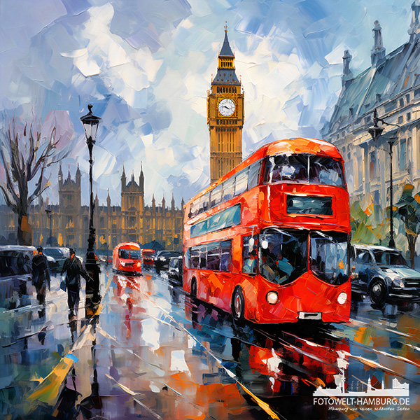London Impression - digitales Gemälde als Kunstdruck auf Leinwand, Acrylglas oder als Poster