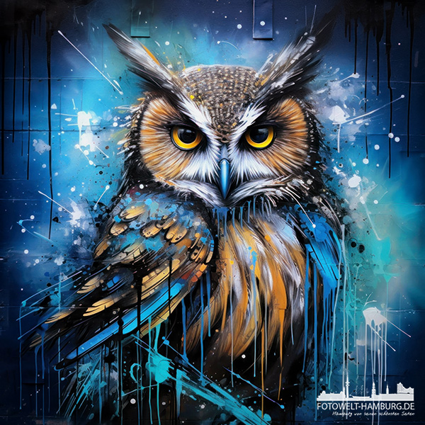 Magische Eule - modernes Wandbild als Kunstdruck auf Leinwand, Acrylglas oder als Poster