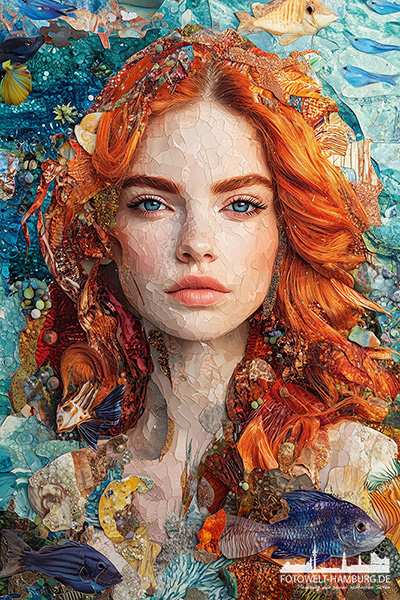 Meeresgöttin - modernes Wandbild im Stil eines Gemäldes als Kunstdruck auf Leinwand, Acrylglas oder als Poster