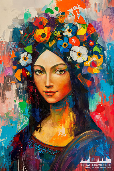 Mona Flora - modernes Wandbild im Stil eines Gemäldes als Kunstdruck auf Leinwand, Acrylglas oder als Poster