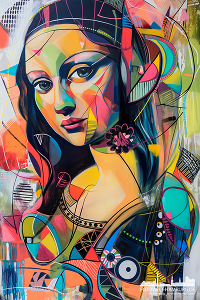 Mona Lisa Pop Art - modernes Wandbild im Stil eines Gemäldes als Kunstdruck auf Leinwand, Acrylglas oder als Poster