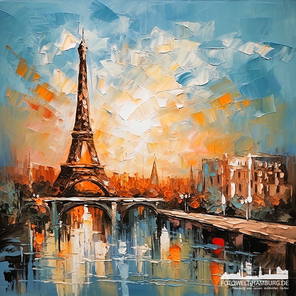 Eiffelturm - digitales Gemälde als Kunstdruck auf Leinwand, Acrylglas oder als Poster