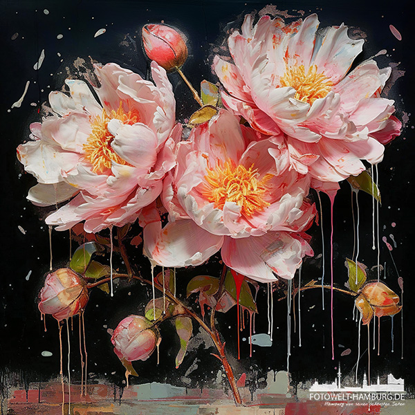 Pfingstrosen - modernes Wandbild als Kunstdruck auf Leinwand, Acrylglas oder als Poster