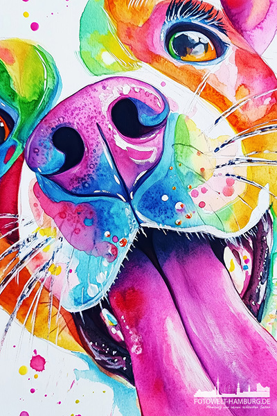 Pop Art Hund - modernes Wandbild im Stil eines Gemäldes als Kunstdruck auf Leinwand, Acrylglas oder als Poster