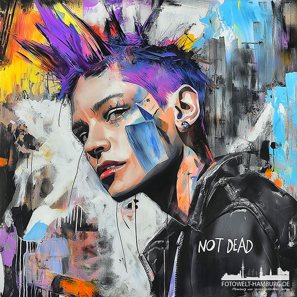 Punk is not dead - modernes Wandbild im Stil eines Gemäldes als Kunstdruck auf Leinwand, Acrylglas oder als Poster
