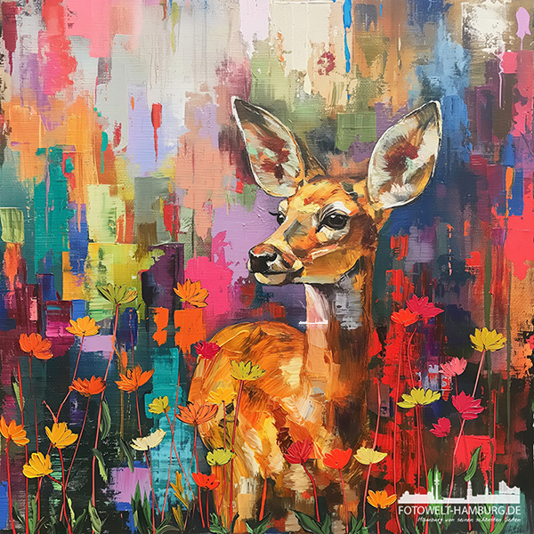 Reh - modernes Wandbild im Stil eines Gemäldes als Kunstdruck auf Leinwand, Acrylglas oder als Poster