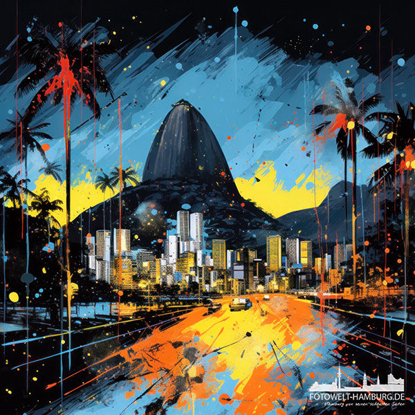 Rio de Janeiro - digitales Gemälde als Kunstdruck auf Leinwand, Acrylglas oder als Poster