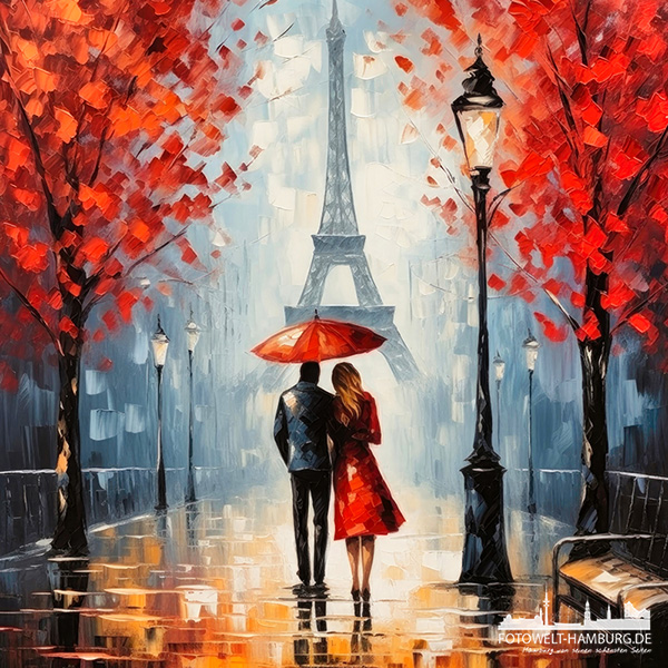 Romantisches Paris - modernes Wandbild als Kunstdruck auf Leinwand, Acrylglas oder als Poster