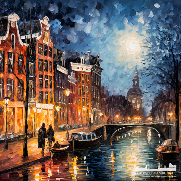 Amsterdam - digitales Gemälde als Kunstdruck auf Leinwand, Acrylglas oder als Poster