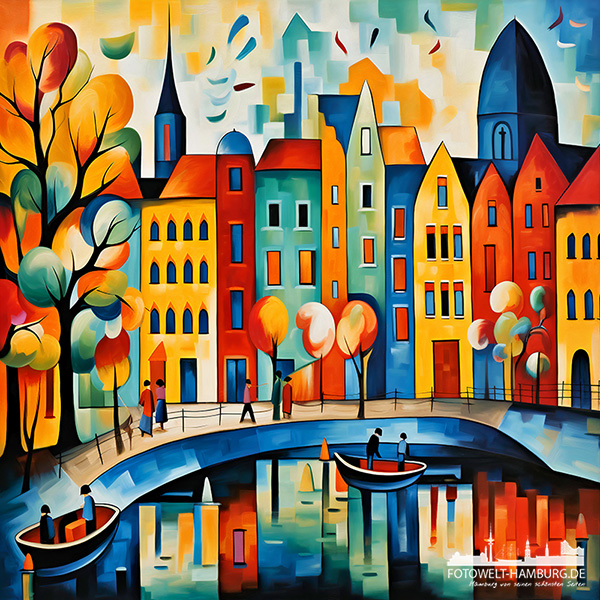 Amsterdam II - digitales Gemälde als Kunstdruck auf Leinwand, Acrylglas oder als Poster