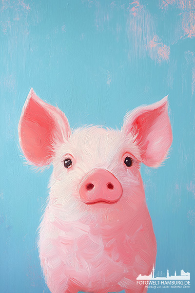 Schweinchen - modernes Wandbild im Stil eines Gemäldes als Kunstdruck auf Leinwand, Acrylglas oder als Poster