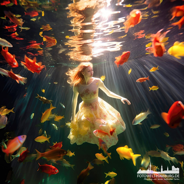 Unterwasser - digitales Gemälde als Kunstdruck auf Leinwand, Acrylglas oder als Poster