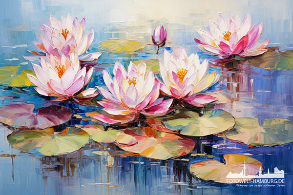 Seerosen - modernes Wandbild als Kunstdruck auf Leinwand, Acrylglas oder als Poster