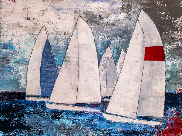 Regatta - modernes Gemälde als Kunstdruck auf Leinwand, Acrylglas oder als Poster