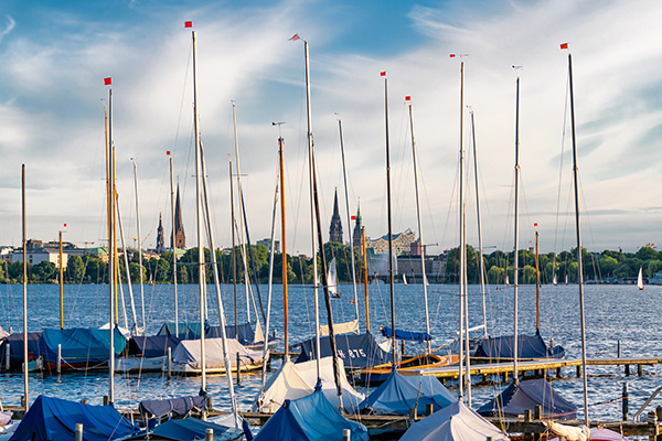 Sommer an der Aussenalster - Hamburg Alster Wandbild auf Leinwand, Acrylglas, Akustikbild oder als Poster