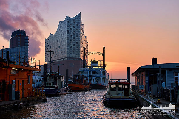 Sonnenaufgang an der Elbphilharmonie - Bild auf Leinwand 