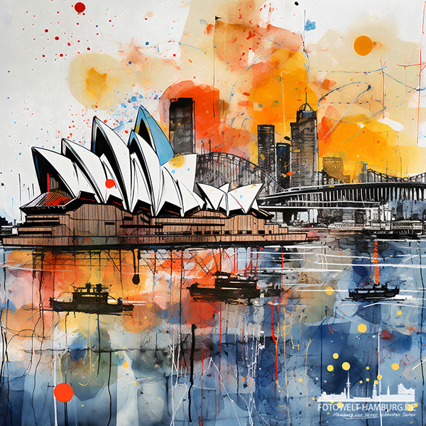 Sydney - digitales Gemälde als Kunstdruck auf Leinwand, Acrylglas oder als Poster