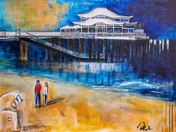 Teehaus Timmmendorf - modernes Gemälde als Kunstdruck auf Leinwand, Acrylglas oder als Poster