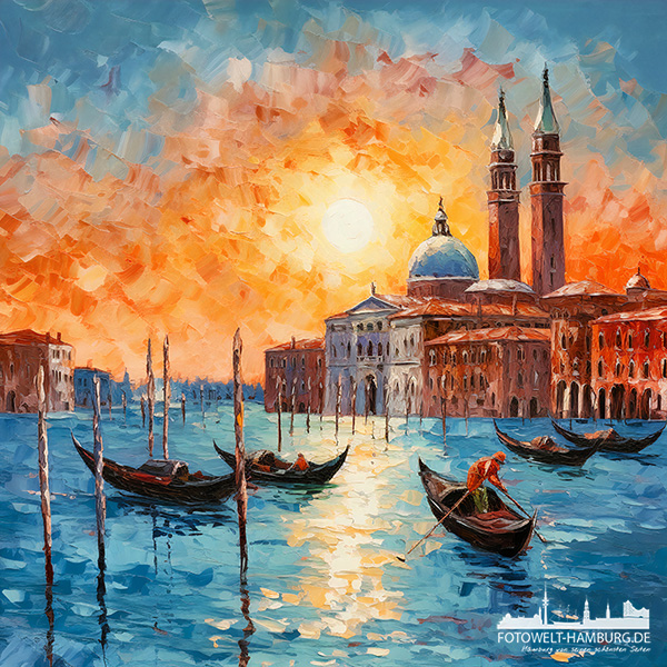 Canal Grande - digitales Gemälde als Kunstdruck auf Leinwand, Acrylglas oder als Poster