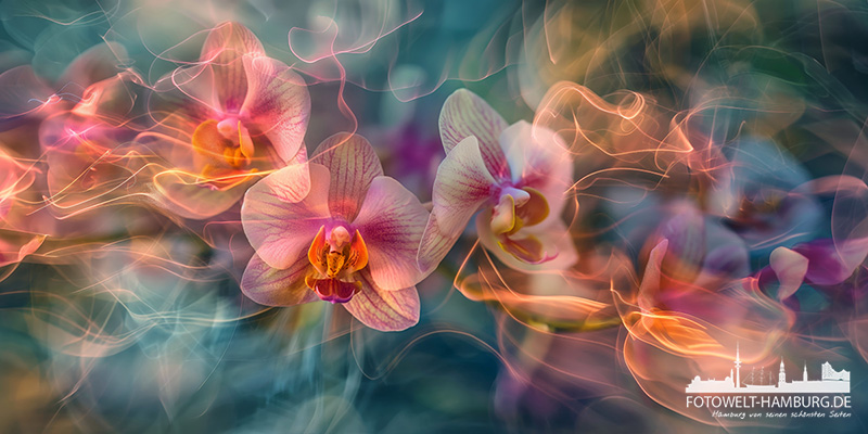 Verträumte Orchideen Florales Wandbild - Bild auf Leinwand, Acrylglas oder Alu-Dibond