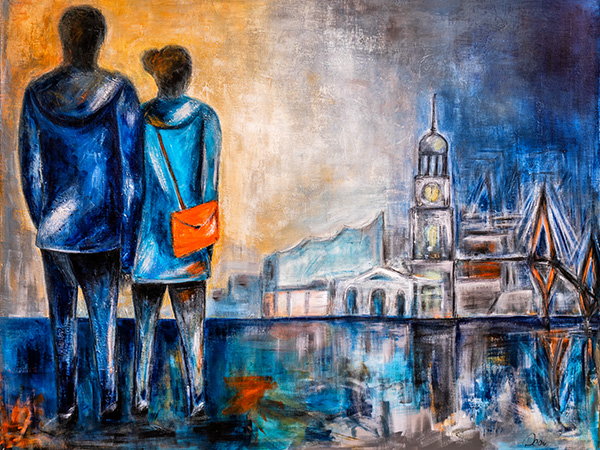 Fernweh - Hamburg Gemälde als Kunstdruck auf Leinwand, Acrylglas oder als Poster