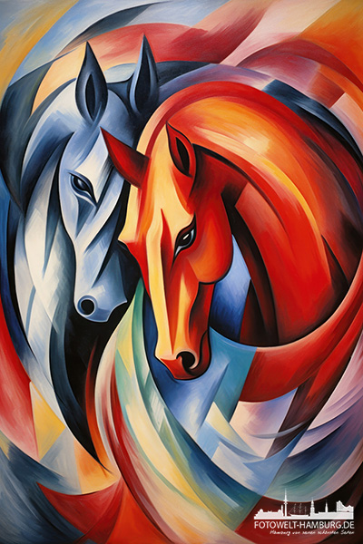 Zwei Pferde - modernes Wandbild als Kunstdruck auf Leinwand, Acrylglas oder als Poster